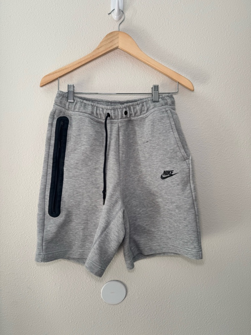 Nike Tech Men's Light Gray Athletic Shorts with Black Accents size S.